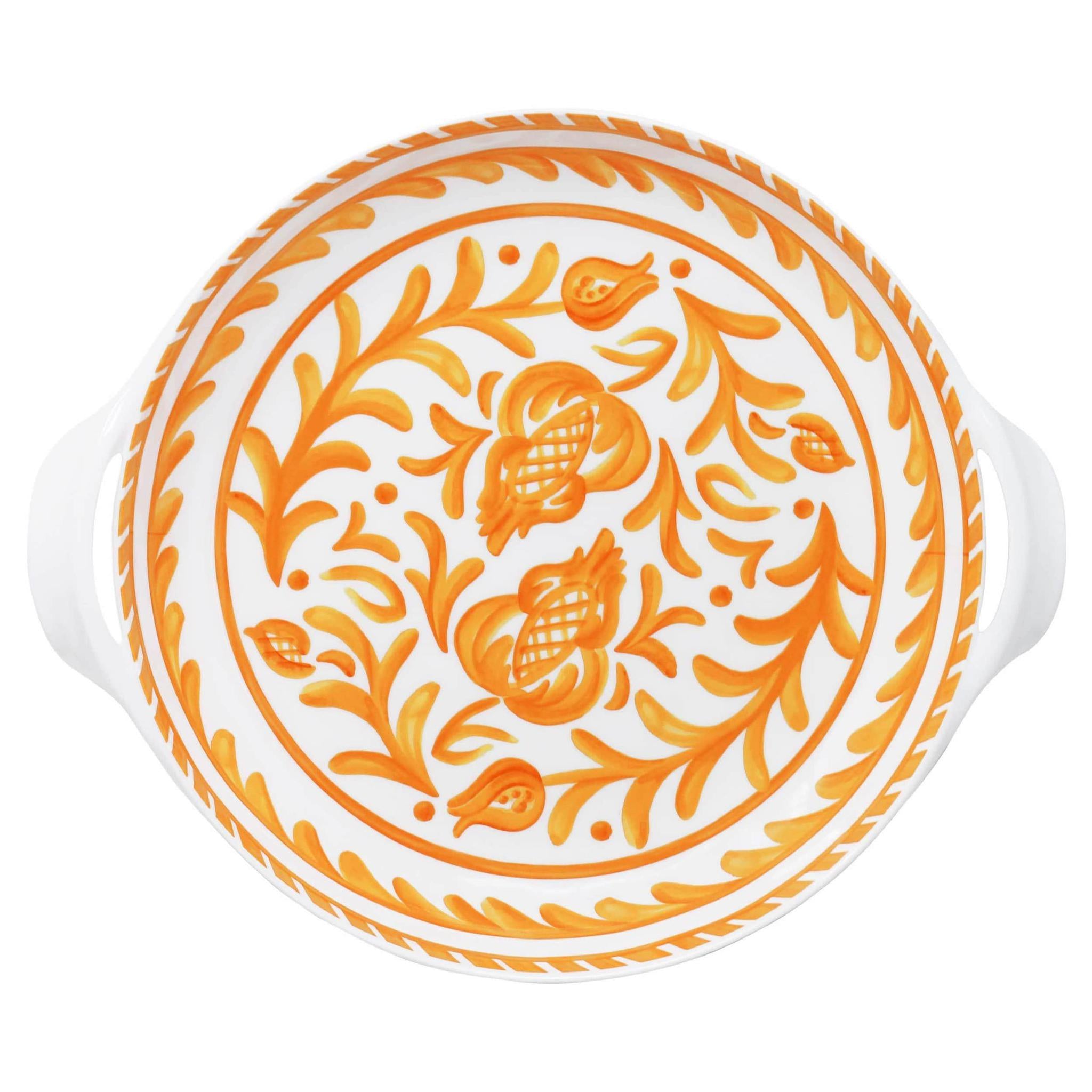 Sicily Orange Shallow Handled Bowl